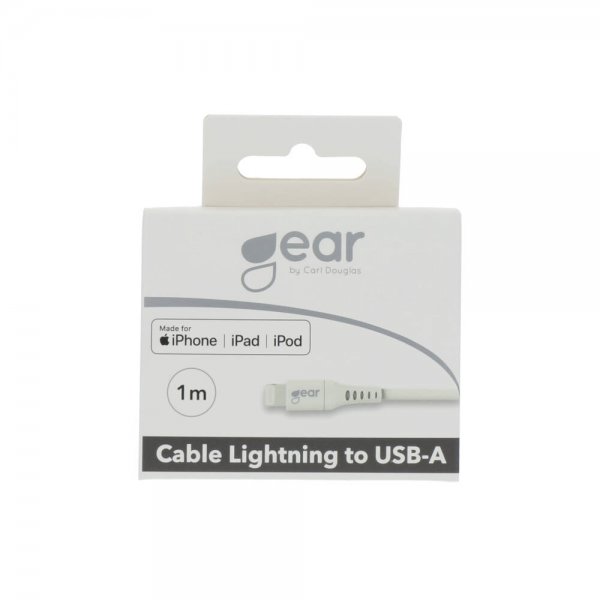 Gear Ladekabel Lightning til USB-A 1m MFI Hvit