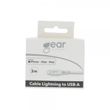 Gear Ladekabel Lightning til USB-A 3m MFI Hvit