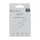 Gear Ladekabel Lightning til USB-A 2m MFI Hvit
