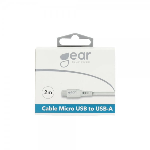Gear Ladekabel Micro-USB til USB-A 2m Hvit