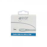 Gear Ladekabel Micro-USB til USB-A 3m Hvit