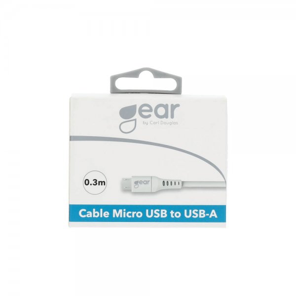 Gear Ladekabel Micro-USB til USB-A 0.3m Hvit