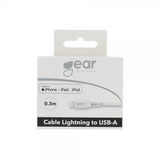 Gear Ladekabel Lightning til USB-A 0.3m MFI Hvit