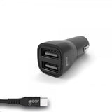 Gear Bil-lader 2xUSB 3.4A USB-C Kabel 1m Svart