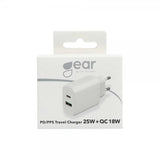 Gear Lader 1xUSB-C + 1xUSB-A PD/PPS 25W + 18W QC Hvit