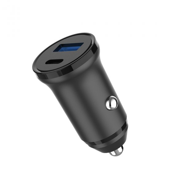 Gear Mobillader til bil USB-C PD 30W + USB-A QC18W Svart