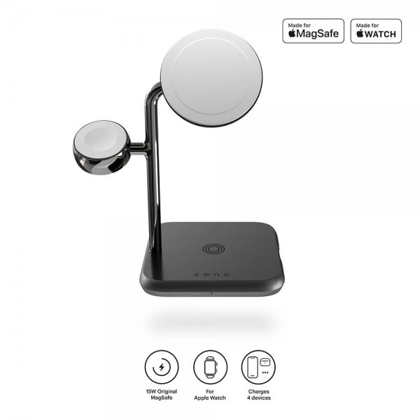 Zens 4-in-1 MagSafe + Watch Trådløs Charging Station Svart