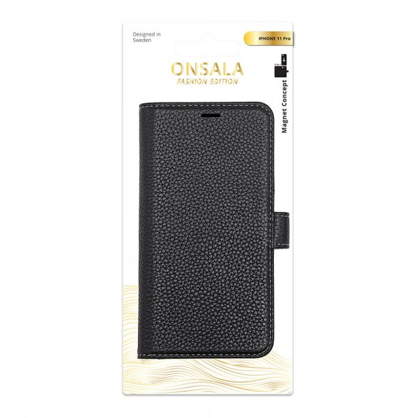 Onsala iPhone 11 Pro Etui Ekte Skinn Svart