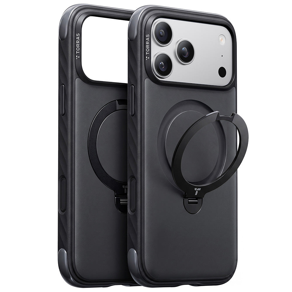 Torras iPhone 18 Pro Deksel Ostand Q3 Rugged Jet Black