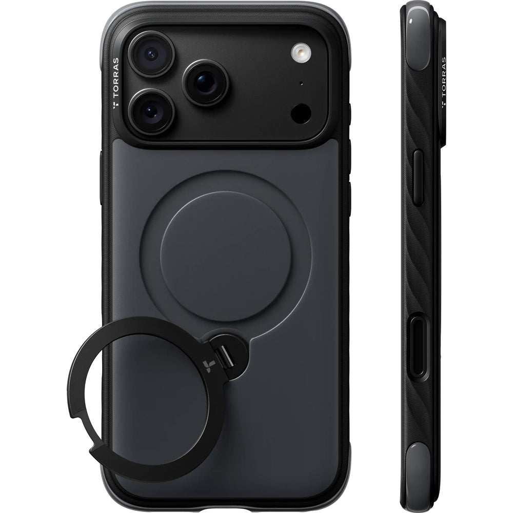 Torras iPhone 18 Pro Deksel Ostand Q3 Rugged Jet Black