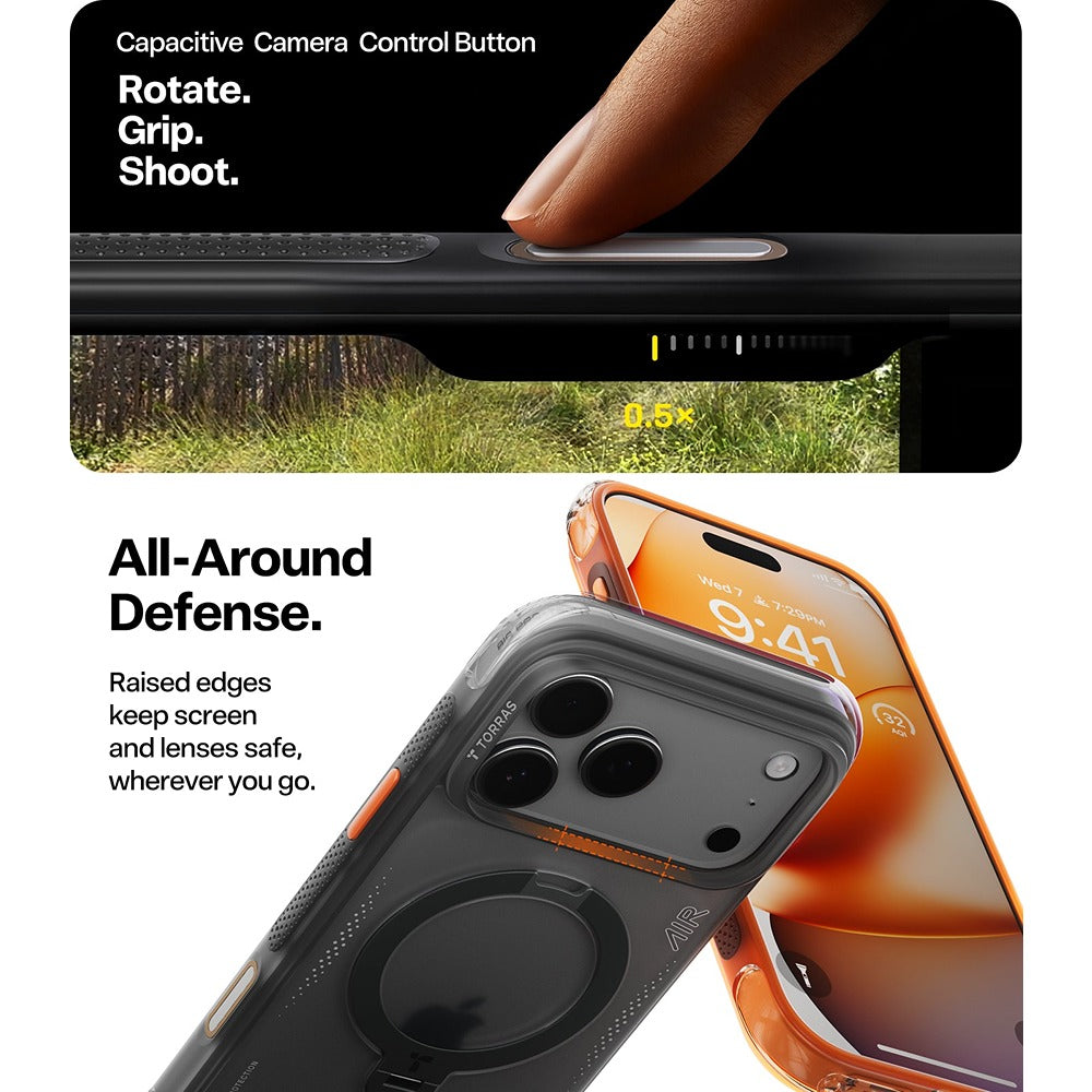 Torras iPhone 17 Pro Max Deksel Ostand Q3 Air Shadow Black