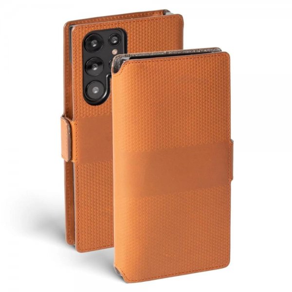 Krusell Samsung Galaxy S22 Ultra Etui Leather PhoneWallet Cognac