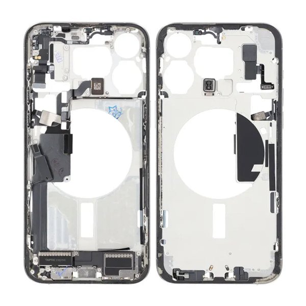 Midtramme med smådeler for iPhone 15 Pro Max - Hvit Titan OEM
