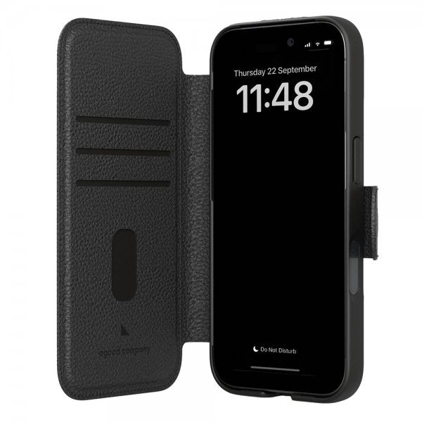 agood company iPhone 15 Etui Sirkulært Lommeboketui Svart