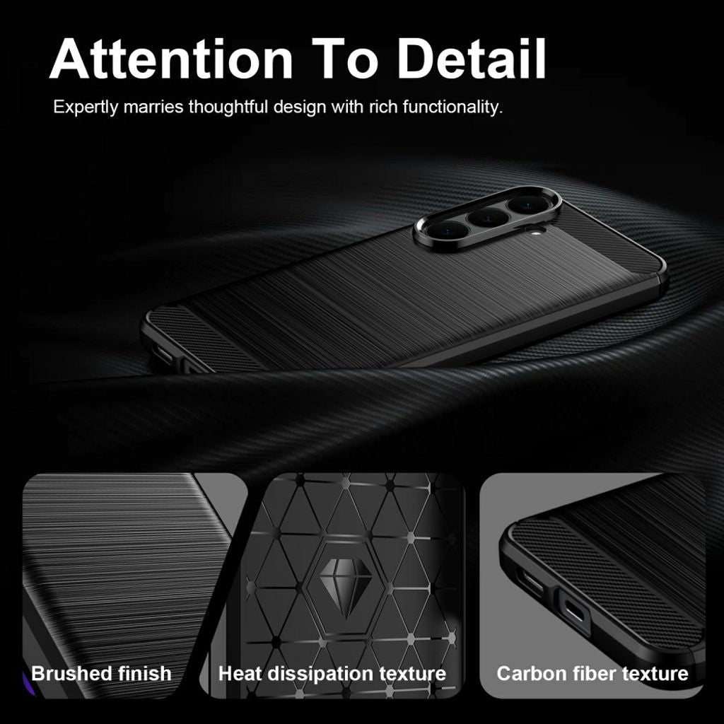 Samsung Galaxy S26 FE Deksel Borstad Kolfibertextur Svart