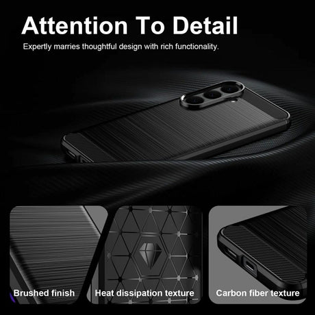 Samsung Galaxy S26 FE Deksel Borstad Kolfibertextur Svart
