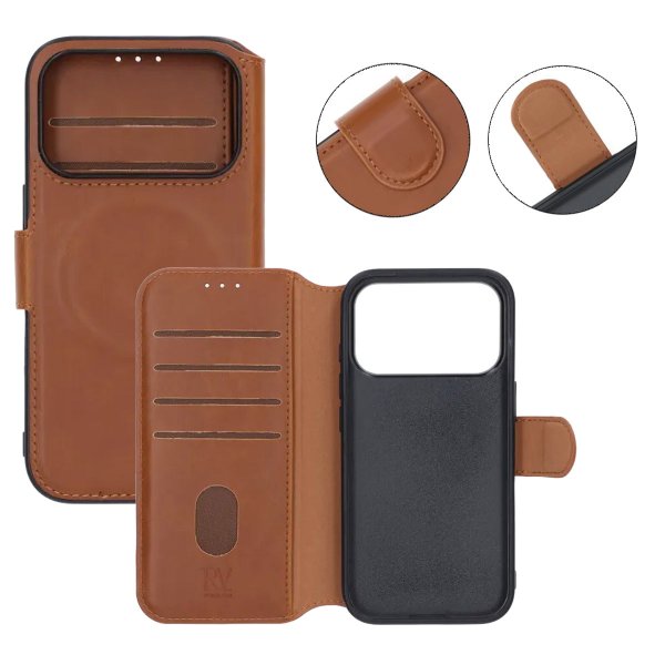 Rvelon iPhone 17 Pro Etui 4 Kortlomme MagSafe Brun