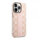 Karl Lagerfeld iPhone 14 Pro Deksel Monogram Vertical Stripe Rosa