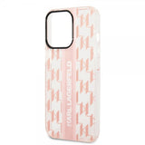 Karl Lagerfeld iPhone 14 Pro Deksel Monogram Vertical Stripe Rosa