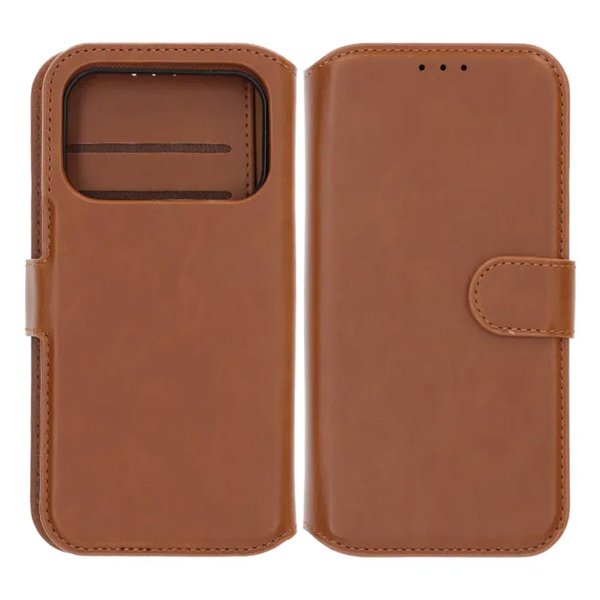 Rvelon iPhone 17 Pro Etui 4 Kortlomme Avtakbart deksel Brun