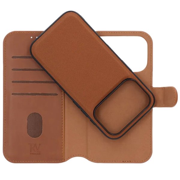 Rvelon iPhone 17 Pro Max Etui 4 Kortlomme Avtakbart deksel Brun