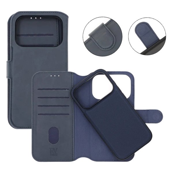 Rvelon iPhone 17 Pro Etui 4 Kortlomme Avtakbart deksel Blå