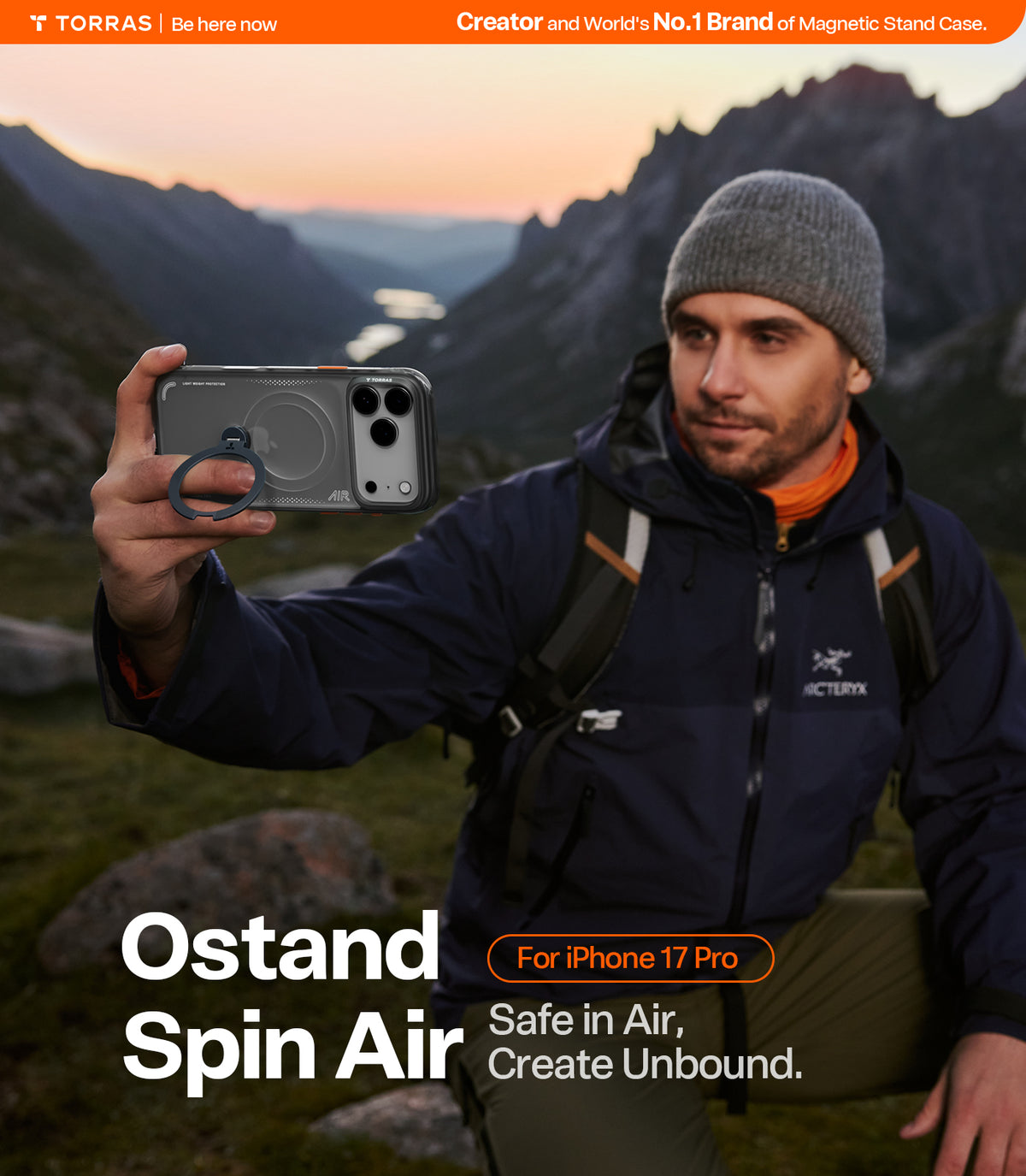 Torras iPhone 17 Pro Max Deksel Ostand Q3 Air Shadow Black
