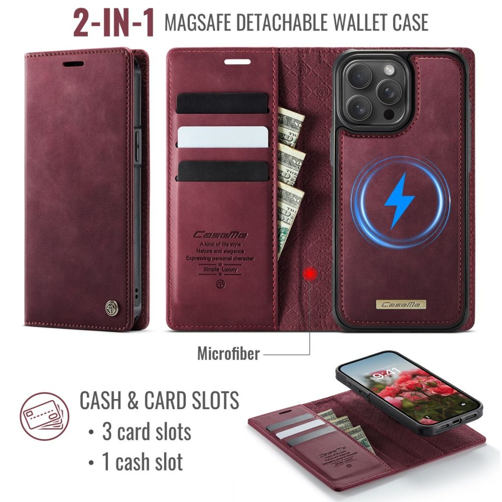 CaseMe iPhone 13 Pro Etui C49 Series Rød