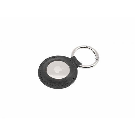 Fixed Apple AirTag Holder Real Leather Keychain Case Svart