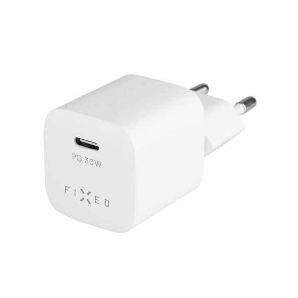 Fixed Lader med Kabel Mini PD Travel Charger Kit USB-C/USB-C 30W Hvit