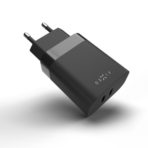 Fixed Lader PD Travel Charger 2xUSB-C 35W Svart