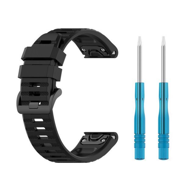 Fixed Garmin QuickFit 22mm Armbånd Silicone Strap Svart