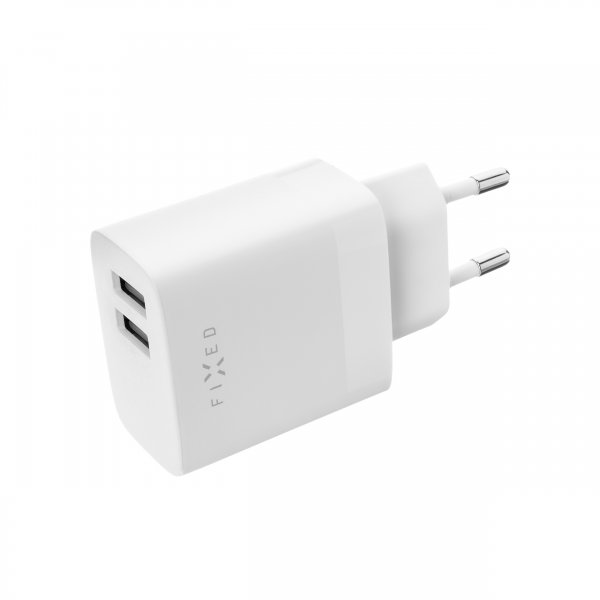 Fixed Lader med USB-C Kabel 1m 2xUSB-A 17W Hvit