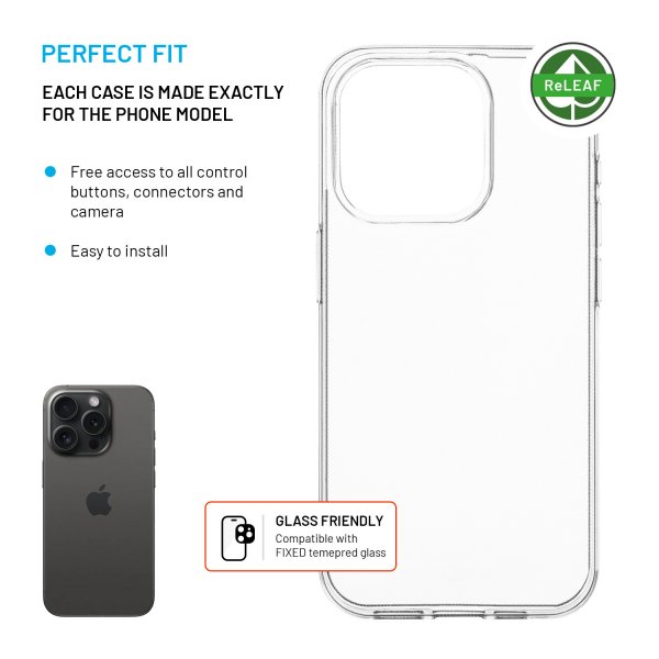 Fixed iPhone 15 Pro Deksel ReStory Transparent