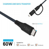 Fixed Kabel 2in1 USB-C/Lightning 60W 2m Svart