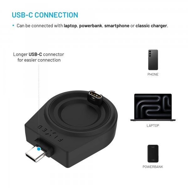 Fixed Lader Garmin Watch USB-C Svart
