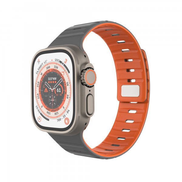 Fixed Apple Watch 42/44/45/46mm Armbånd Silicone Magnetic Strap Grå