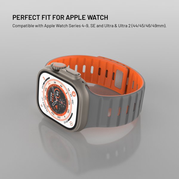 Fixed Apple Watch 42/44/45/46mm Armbånd Silicone Magnetic Strap Grå