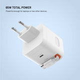 Fixed GaN65 Lader med forlengbar USB-C-kabel 65 W