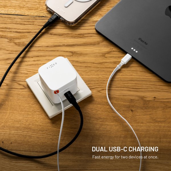 Fixed GaN65 Lader med forlengbar USB-C-kabel 65 W