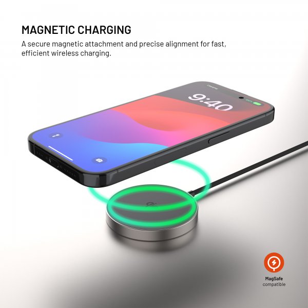 Fixed MagSafe Trådløs lader MagPad Slim 15W Qi2 Titan