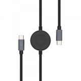 Fixed USB-C Kabel med Smartwatch-lading 1.5m Svart