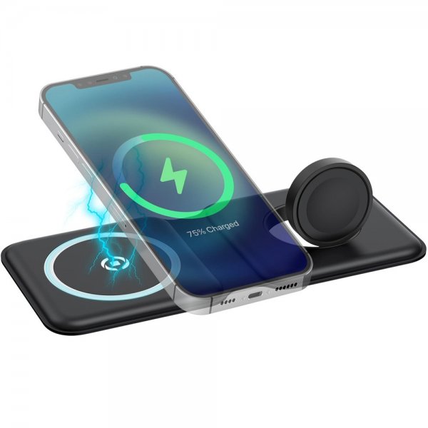 Celly Trådløs lader 2 in 1 Foldable Wireless Charger 15W MagSafe