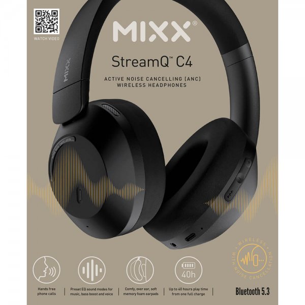 Mixx Hodetelefoner StreamQ C4 Over-Ear ANC Svart