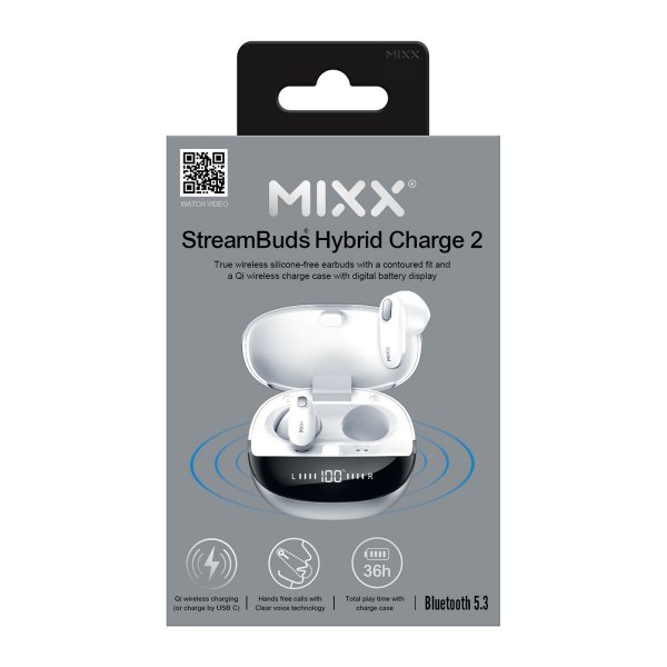 Mixx Trådløse Hodetelefoner StreamBuds Hybrid Charge 2 Hvit
