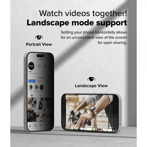 Ringke iPhone 16 Pro Skjermbeskytter Easy Slide Privacy 2-pakning