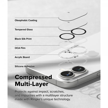 Ringke iPhone 16/iPhone 16 Plus Kamerabeskytter Camera Protector Glass 2-pakning