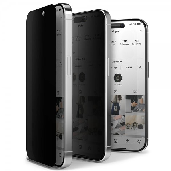 Ringke iPhone 15 Pro Skjermbeskytter Privacy Tempered Glass Installation Jig