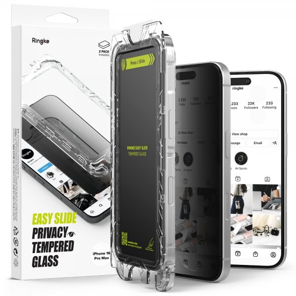 Ringke iPhone 16 Pro Max Skjermbeskytter Easy Slide Privacy 2-pakning