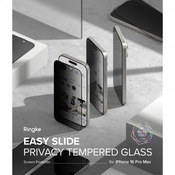 Ringke iPhone 16 Pro Max Skjermbeskytter Easy Slide Privacy 2-pakning